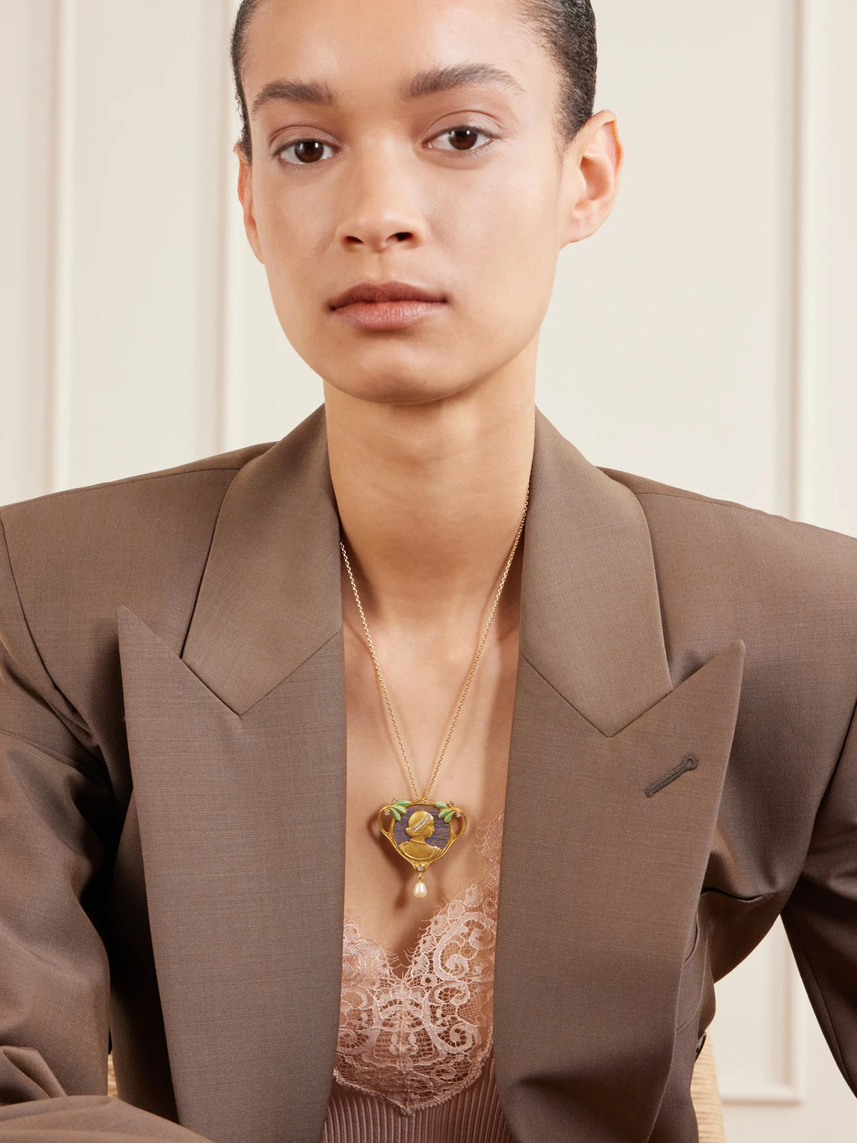 Image of Necklaces. Product name - + Masriera Y Carreras Vintage 1890s Gold, Diamond, Pearl And Enamel Necklace in Multi colour by brand - Stephanie Windsor