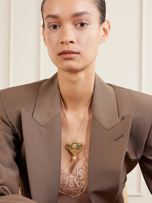 Image of Necklaces. Product name - + Masriera Y Carreras Vintage 1890s Gold, Diamond, Pearl And Enamel Necklace in Multi colour by brand - Stephanie Windsor