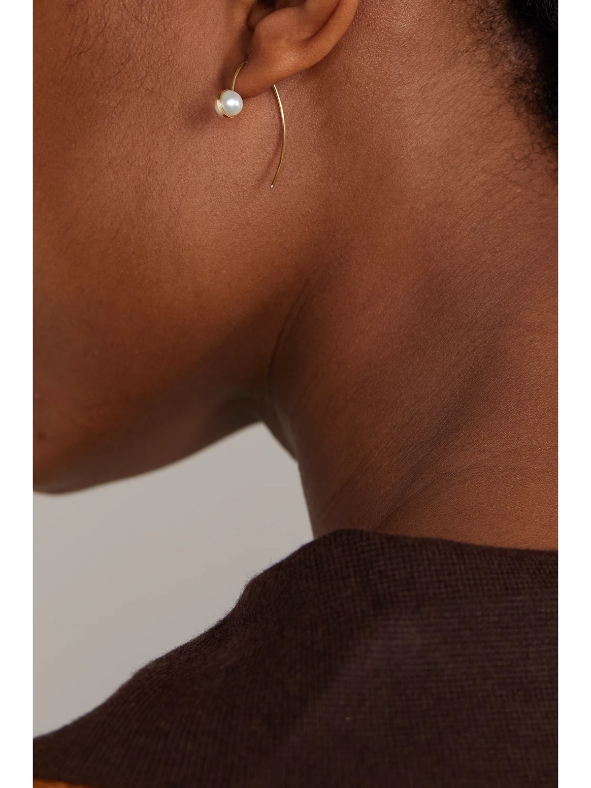 Image of Earrings. Product name - Wishbone 14-karat Recycled Gold Pearl Earrings in Multi colour by brand - Melissa Joy Manning