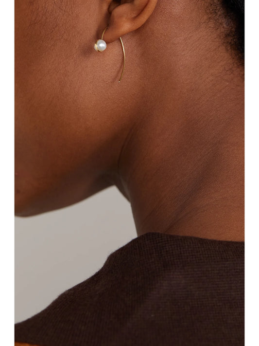 Image of Earrings. Product name - Wishbone 14-karat Recycled Gold Pearl Earrings in Multi colour by brand - Melissa Joy Manning