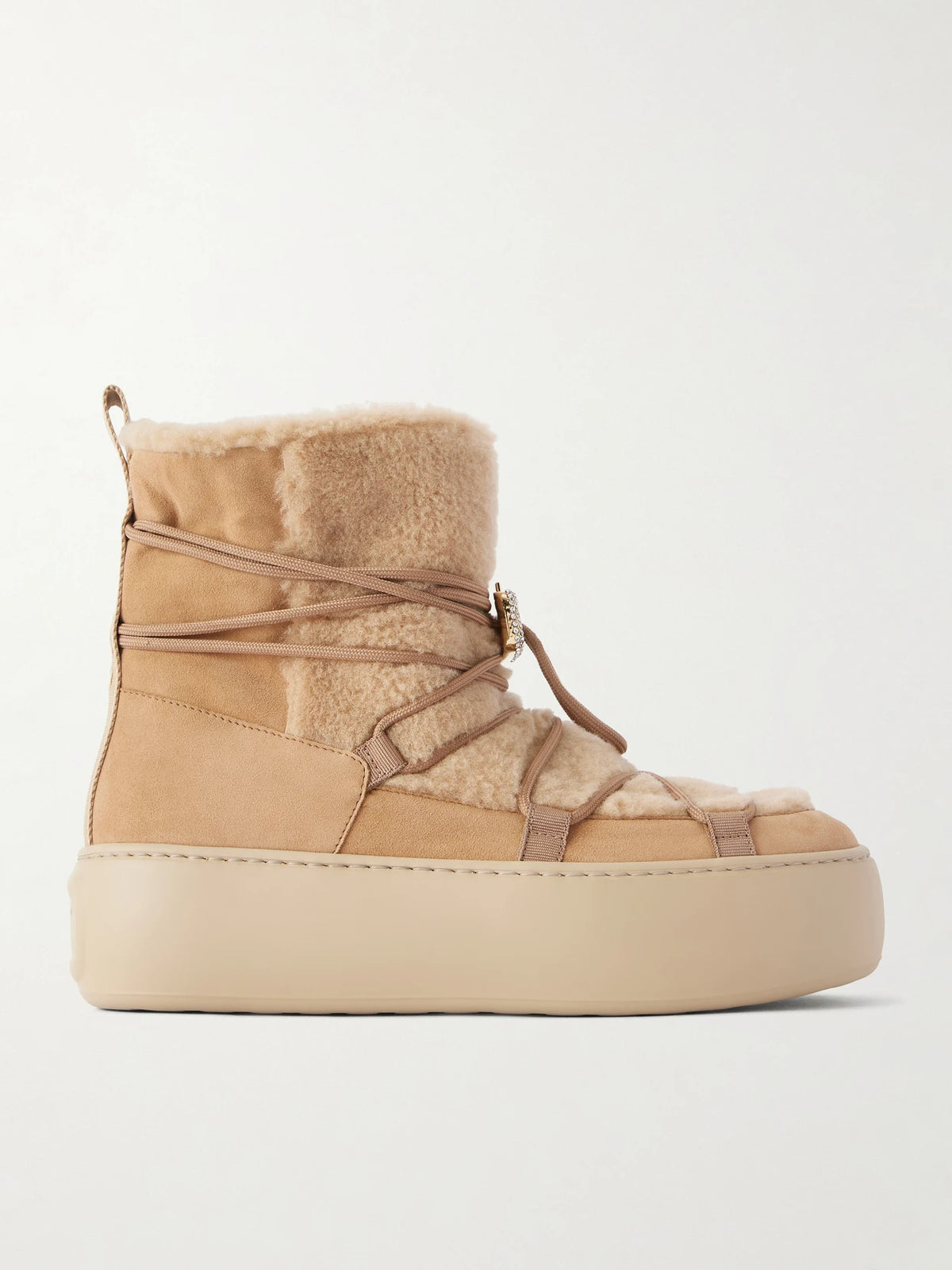 Roger Vivier Viv Up Shearling-trimmed Suede Ankle Boots