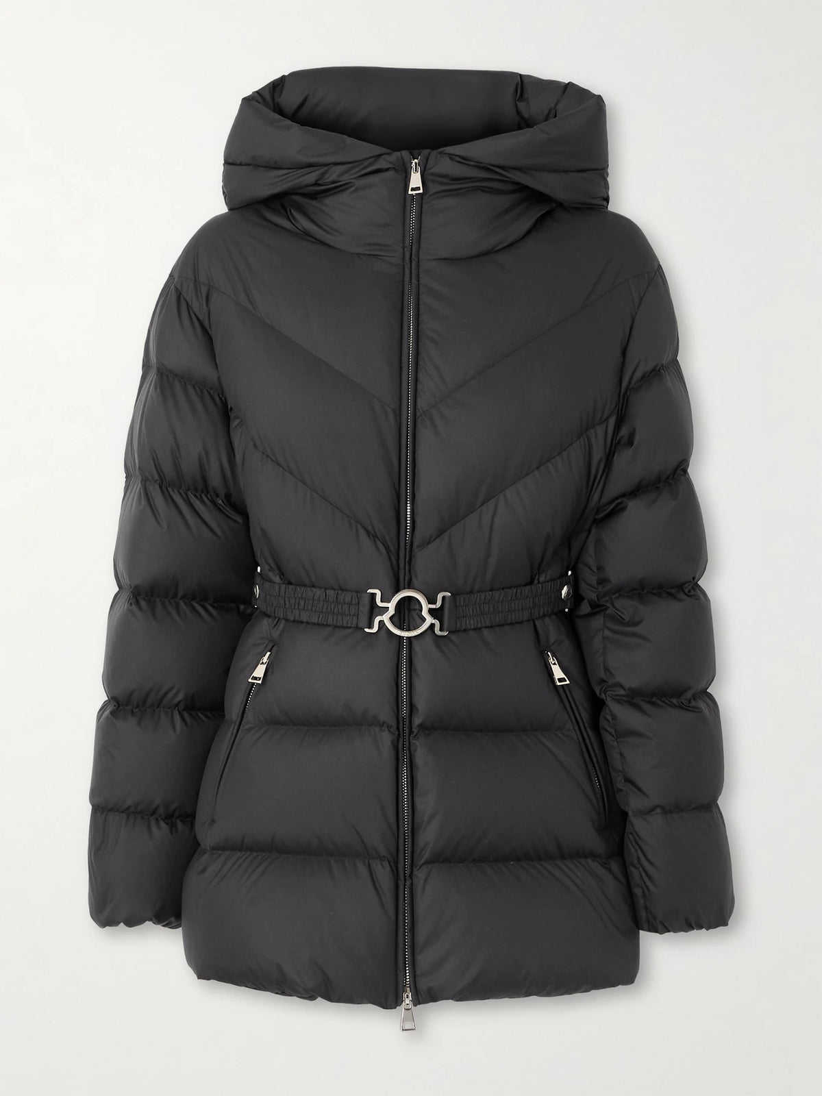 Brosse Belted Hooded Appliquéd Quilted Shell Down Jacket