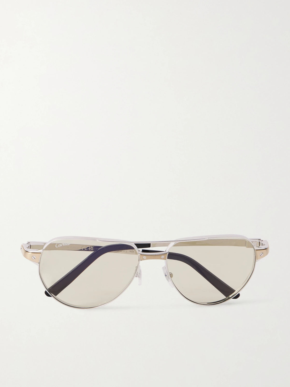 Eyewear Santos De Cartier Aviator-style Gold- And Silver-tone Sunglasses