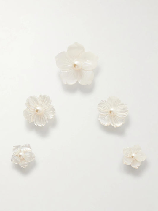 Zinnia Set Of Five Silver-tone Mother-of-pearl Headpiece