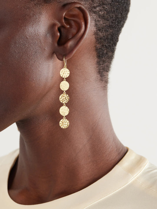 Image of Earrings. Product name - Mini Hammered Disc 18-karat Gold Earrings in Multi colour by brand - Jennifer Meyer