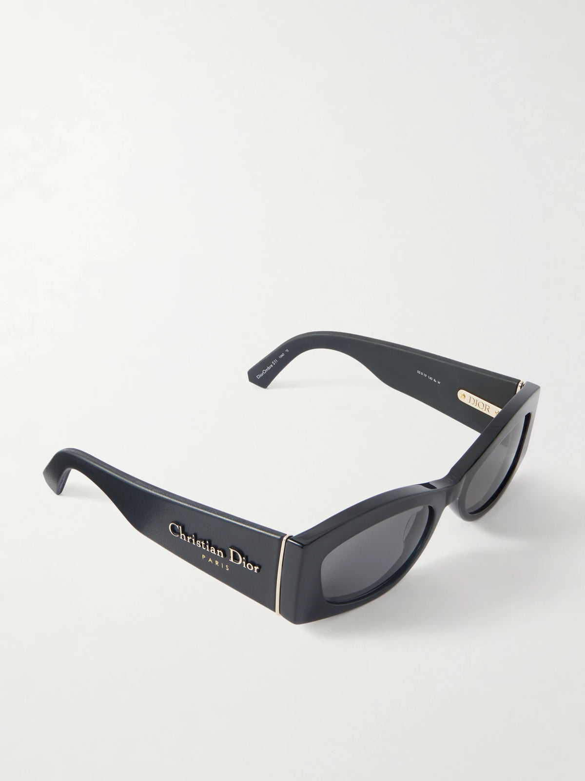 Diorombre S1i Rectangular-frame Leather-trimmed Acetate Sunglasses