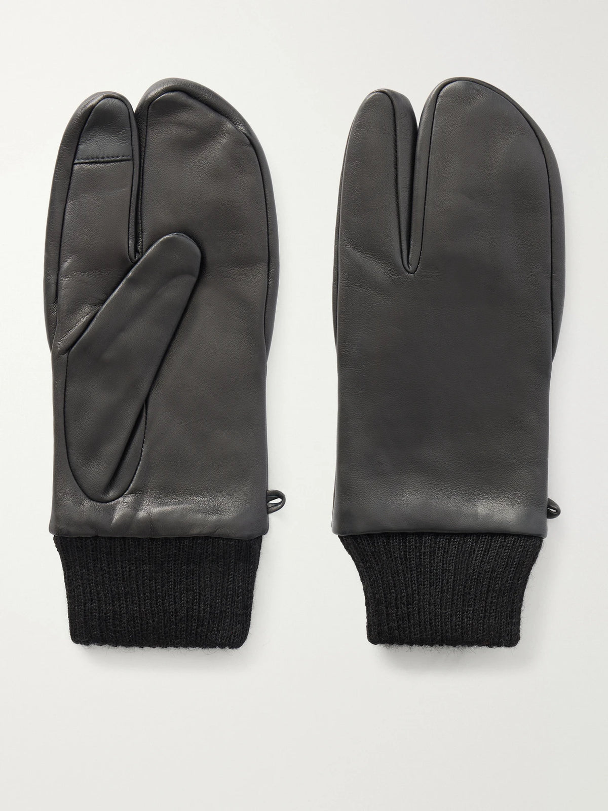 Agnelle Sakura Tabi Wool-trimmed Leather Gloves