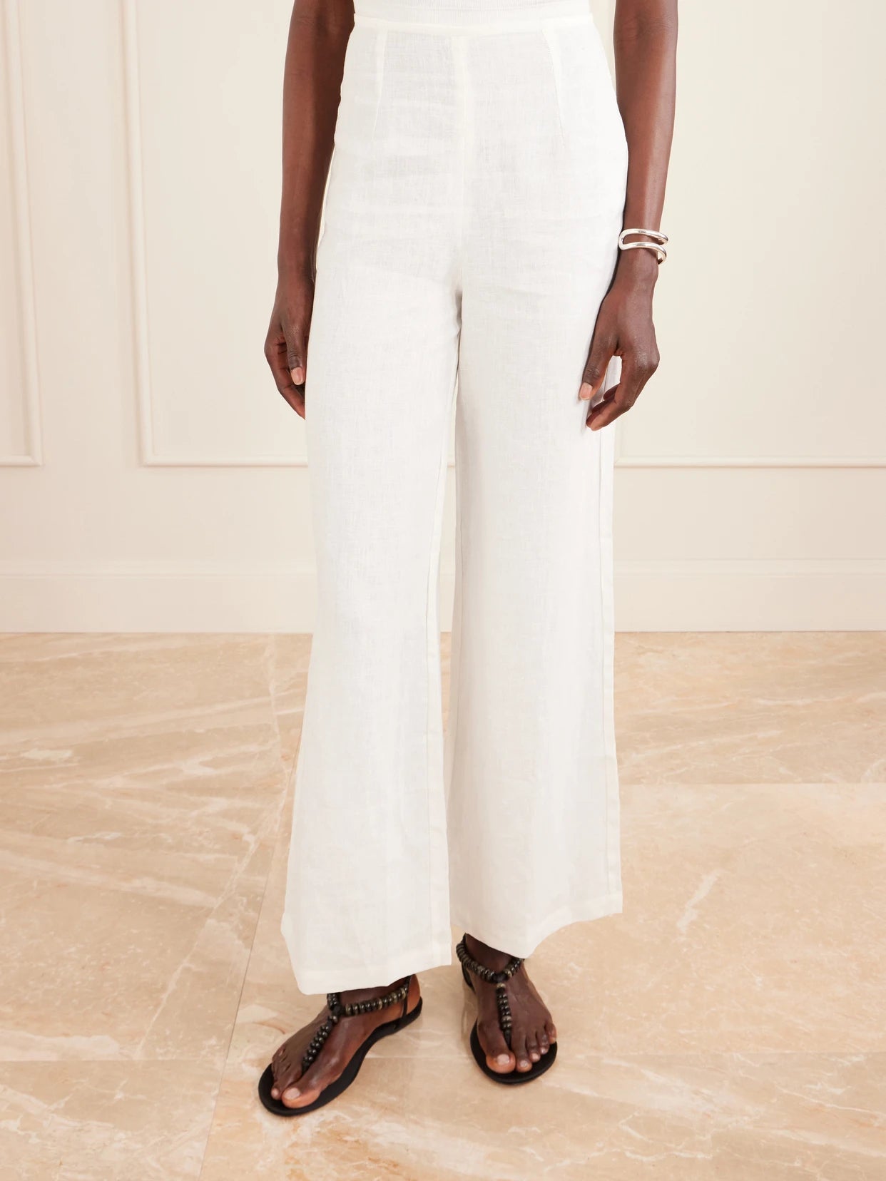 Syna Linen Straight-leg Pants