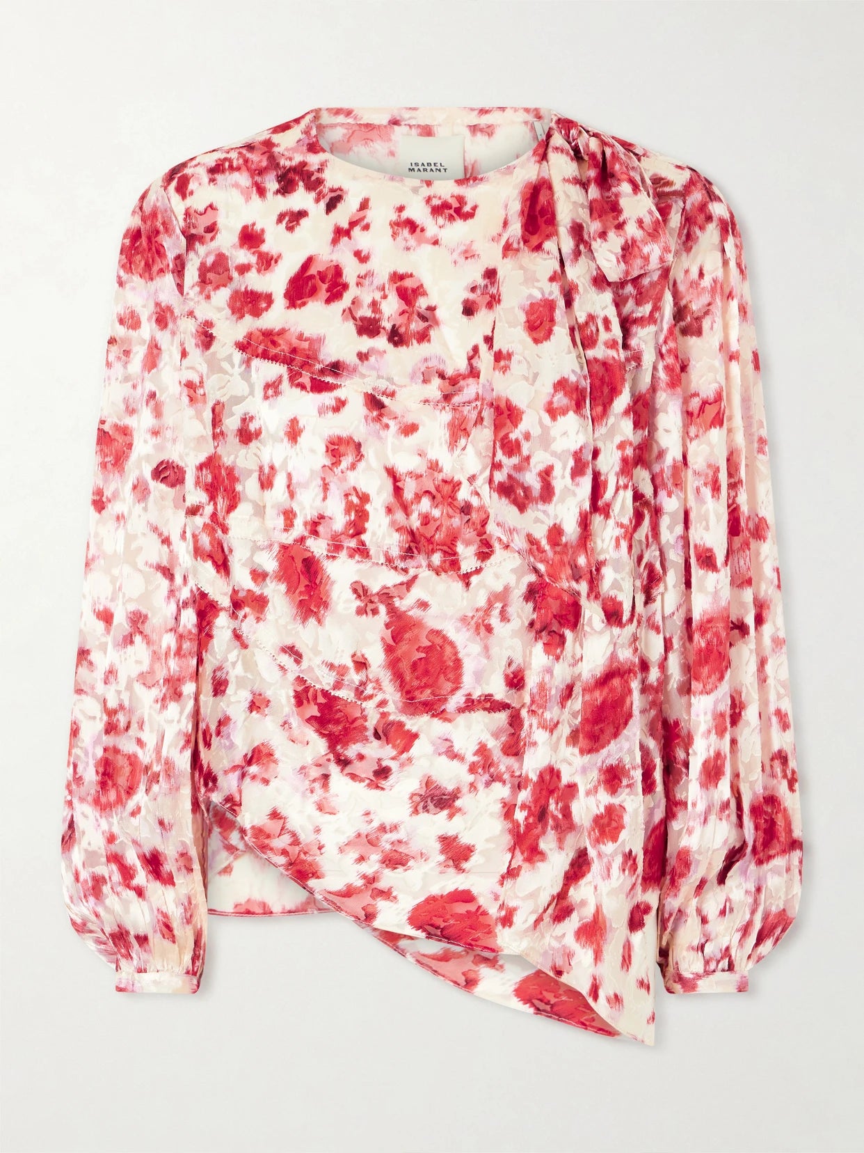 Image of Blouses. Product name - Firma Floral-print Chiffon Blouse in Red colour by brand - ISABEL MARANT