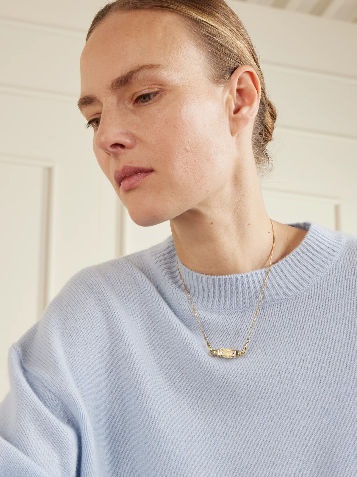 Image of Necklaces. Product name - Star Baby Locket 18-karat Yellow And White Gold Necklace in Multi colour by brand - Marie Lichtenberg