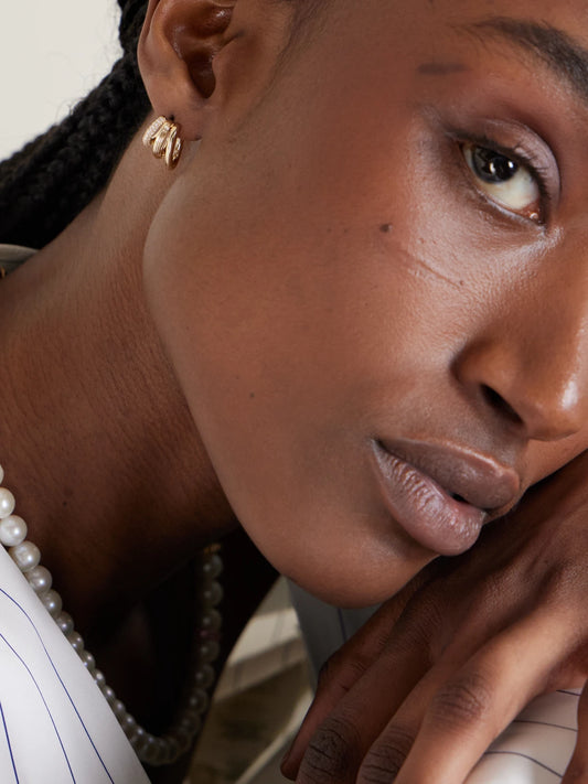 Image of Earrings. Product name - 14-karat Gold Diamond Hoop Earrings in Multi colour by brand - Sydney Evan