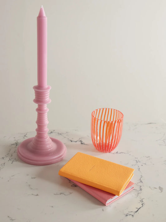 Image of Decor. Product name - Set Of Two Panama Textured-leather Notebooks in Pink colour by brand - Smythson