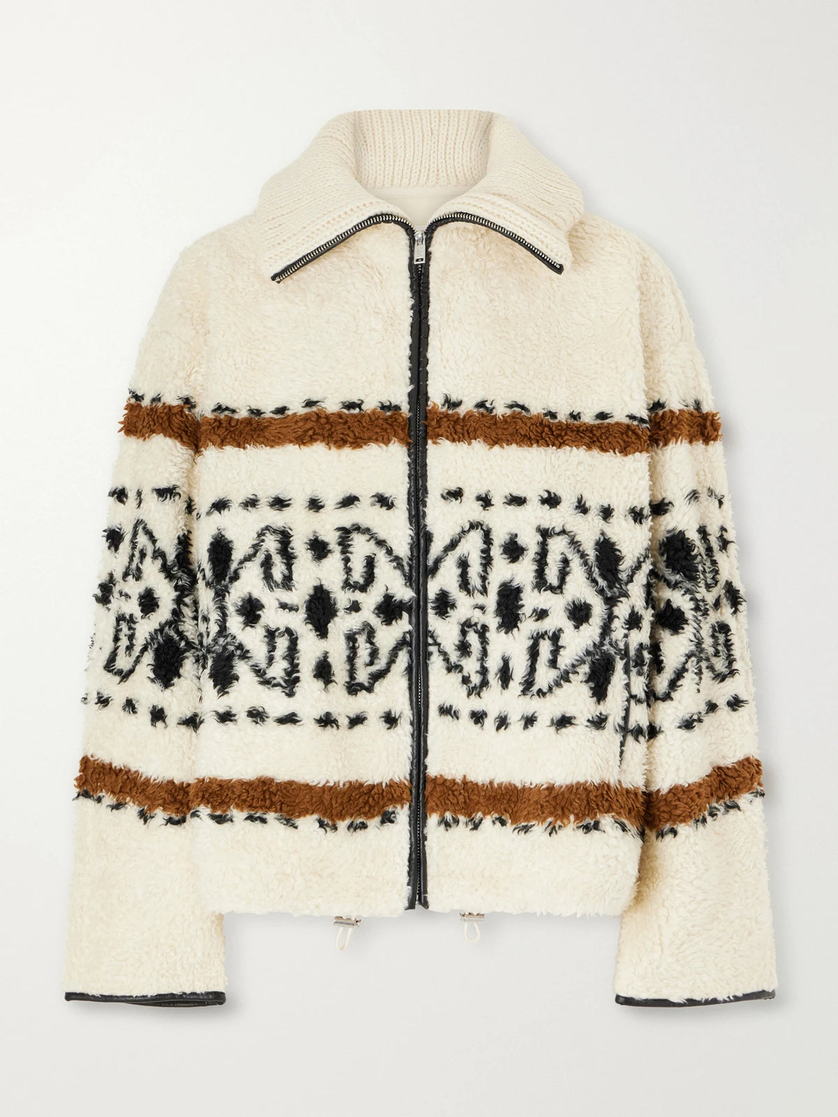 MARANT ÉTOILE Lijka Intarsia-knit Rib-trimmed Fleece Jacket