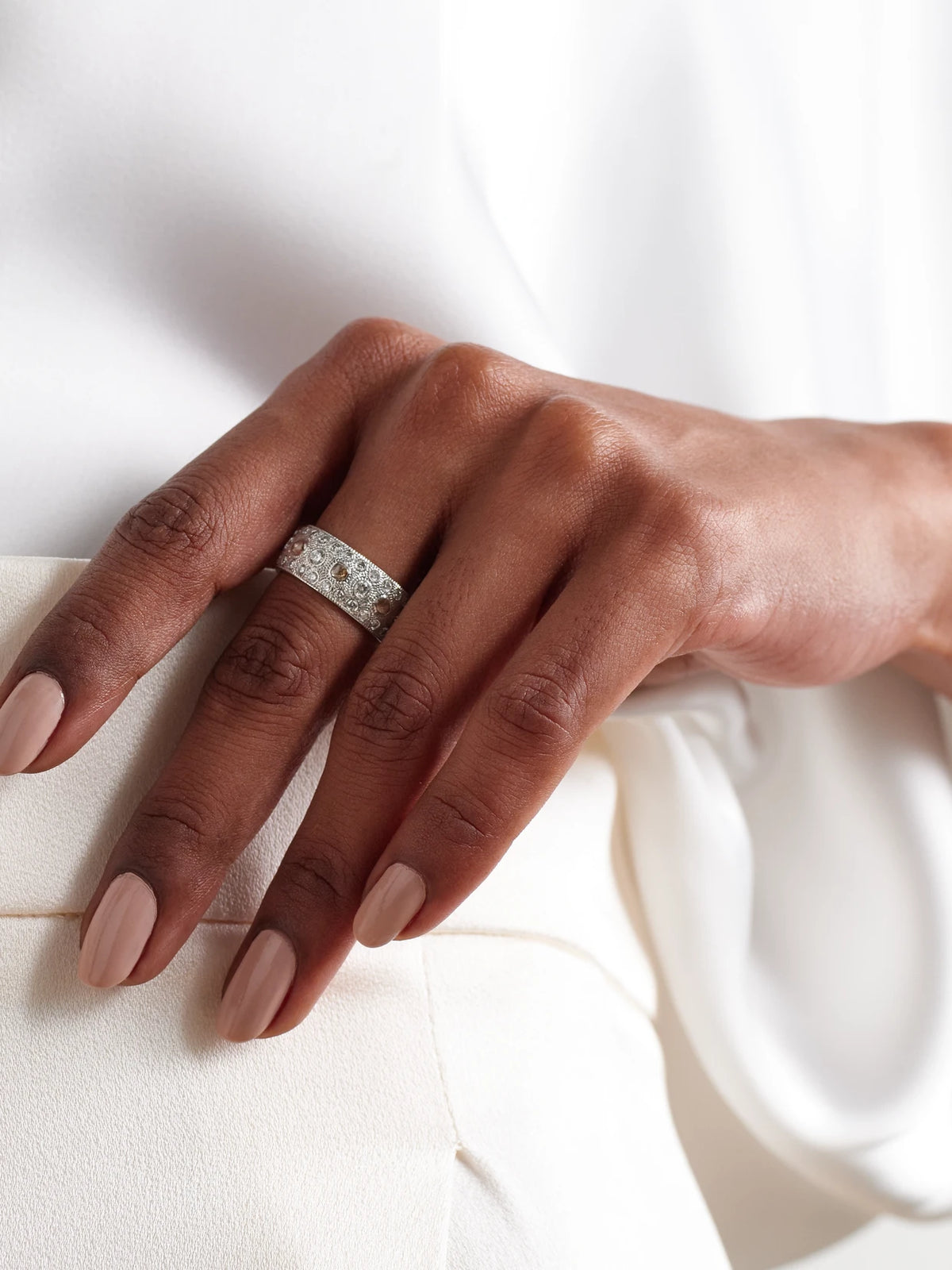 Image of Rings. Product name - Talisman Large 18-karat White Gold Diamond Ring in Silver colour by brand - De Beers London