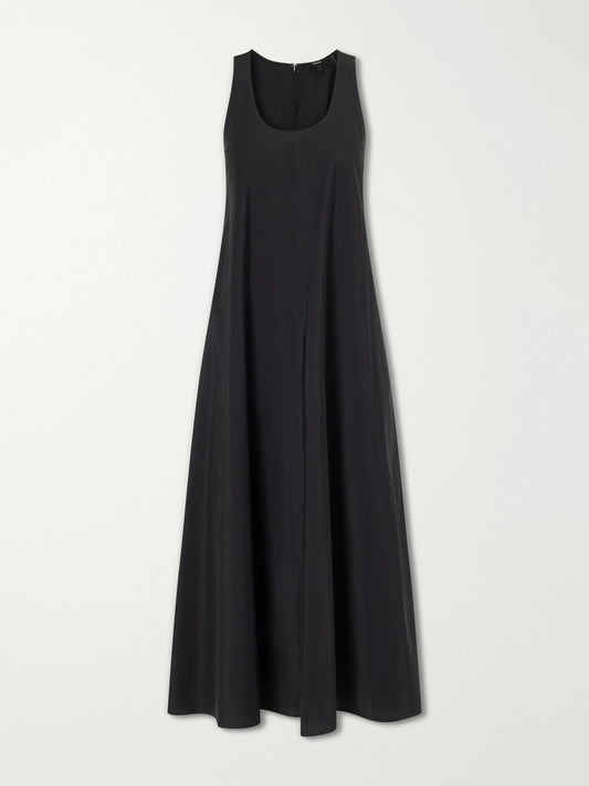 Image of Dresses. Product name - Gathered Cotton And Nylon-blend Maxi Dress in Black colour by brand - Theory