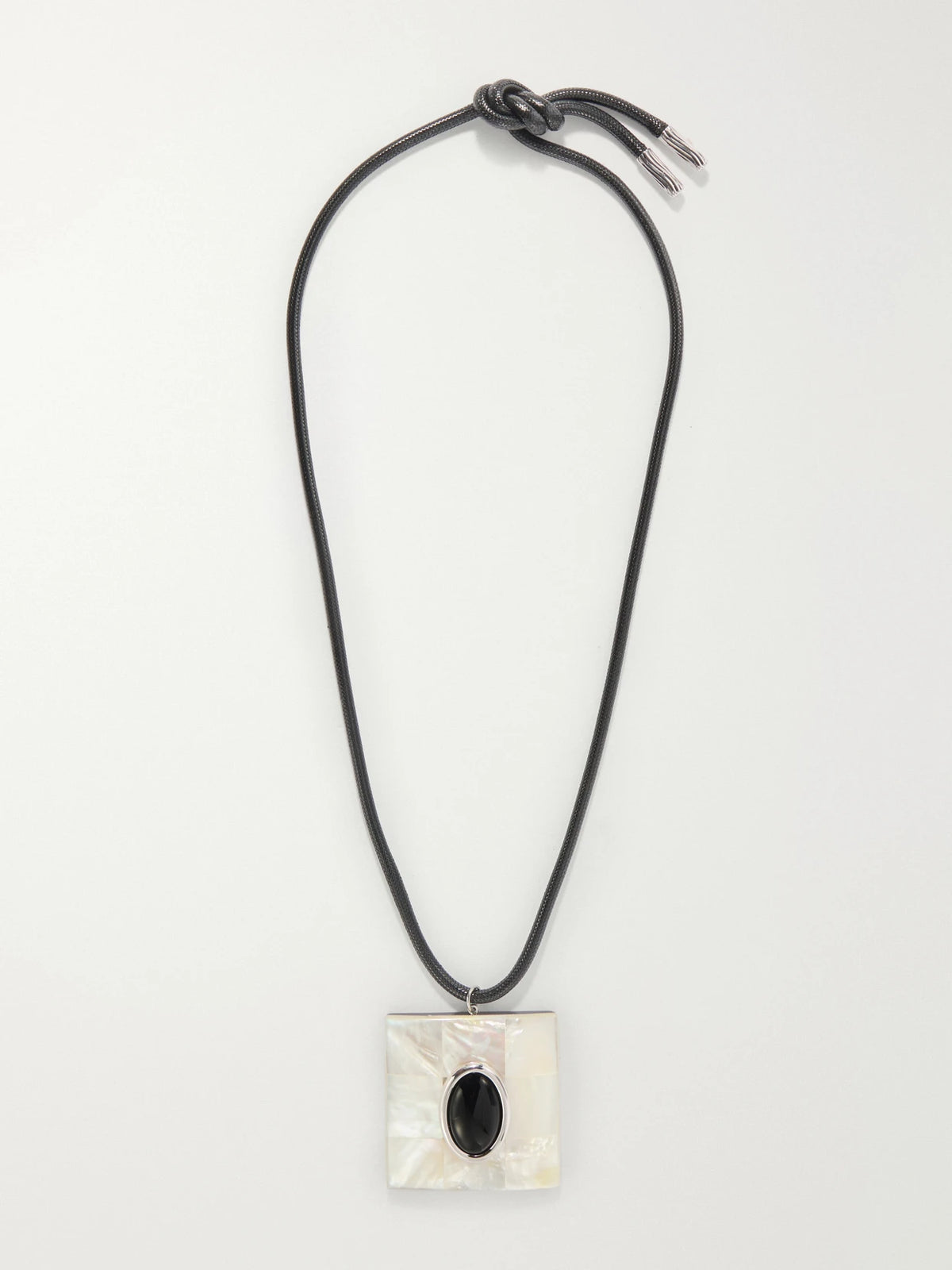 Julietta Chamonix Rhodium-plated, Onyx And Mother-of-pearl Cord Necklace