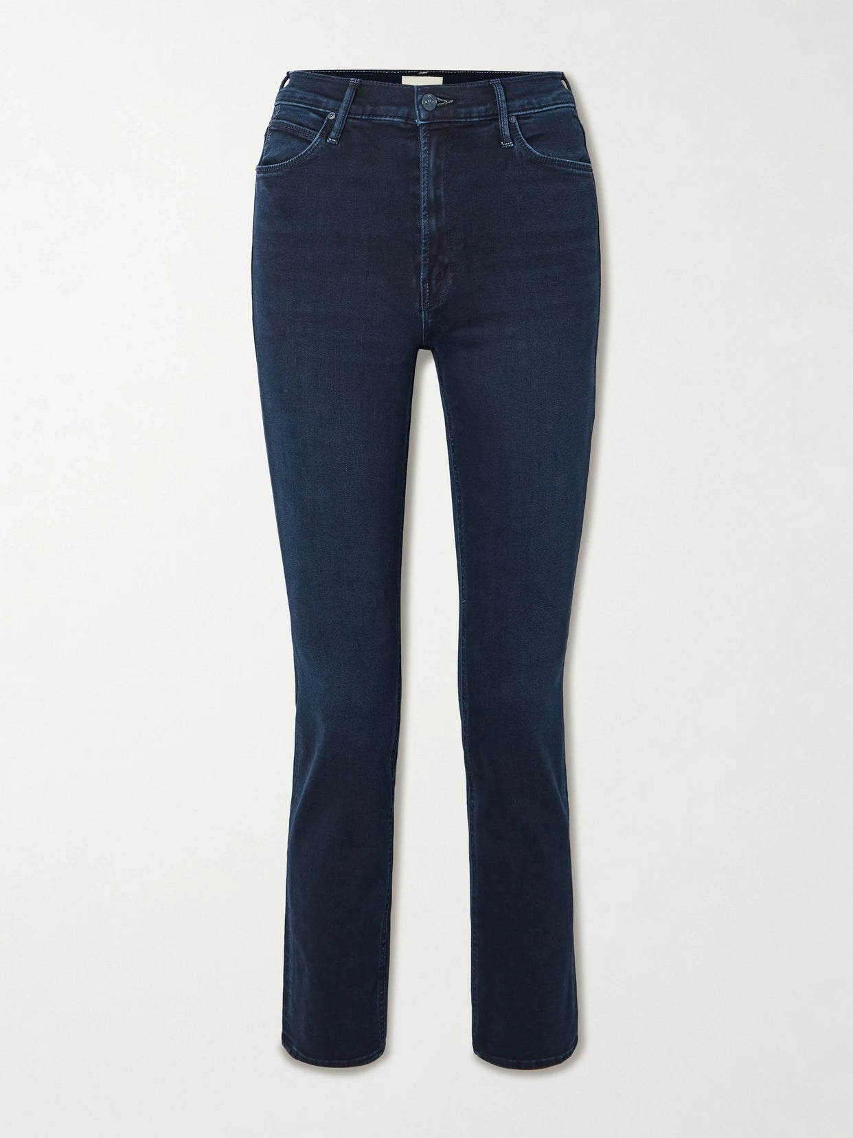 Image of Jeans. Product name - The Dazzler Ankle Mid-rise Slim-leg Jeans in Dark denim colour by brand - Mother