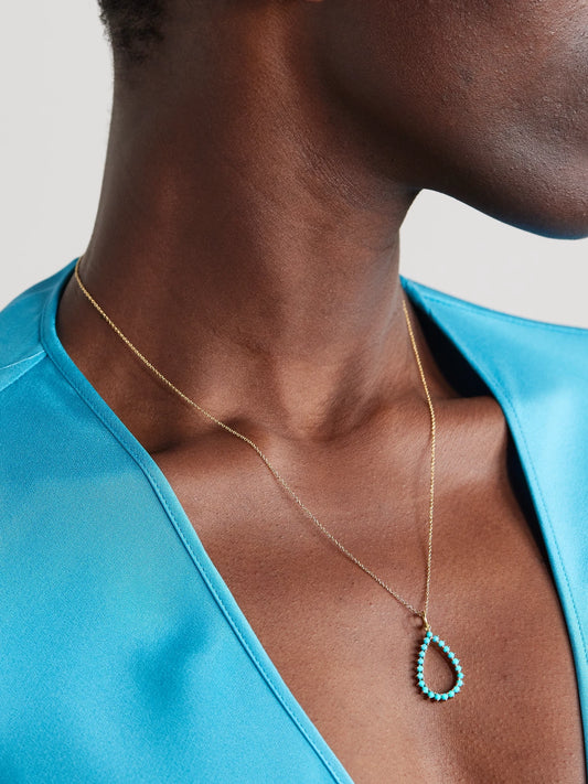 Image of Necklaces. Product name - 18-karat Gold Turquoise Necklace in Multi colour by brand - Jennifer Meyer