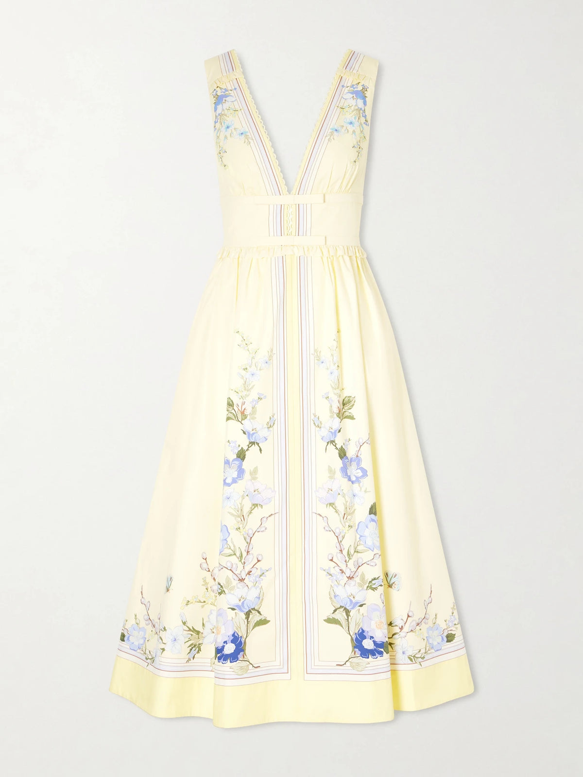 Self-Portrait Bow-detailed Floral-print Cotton Midi Dress