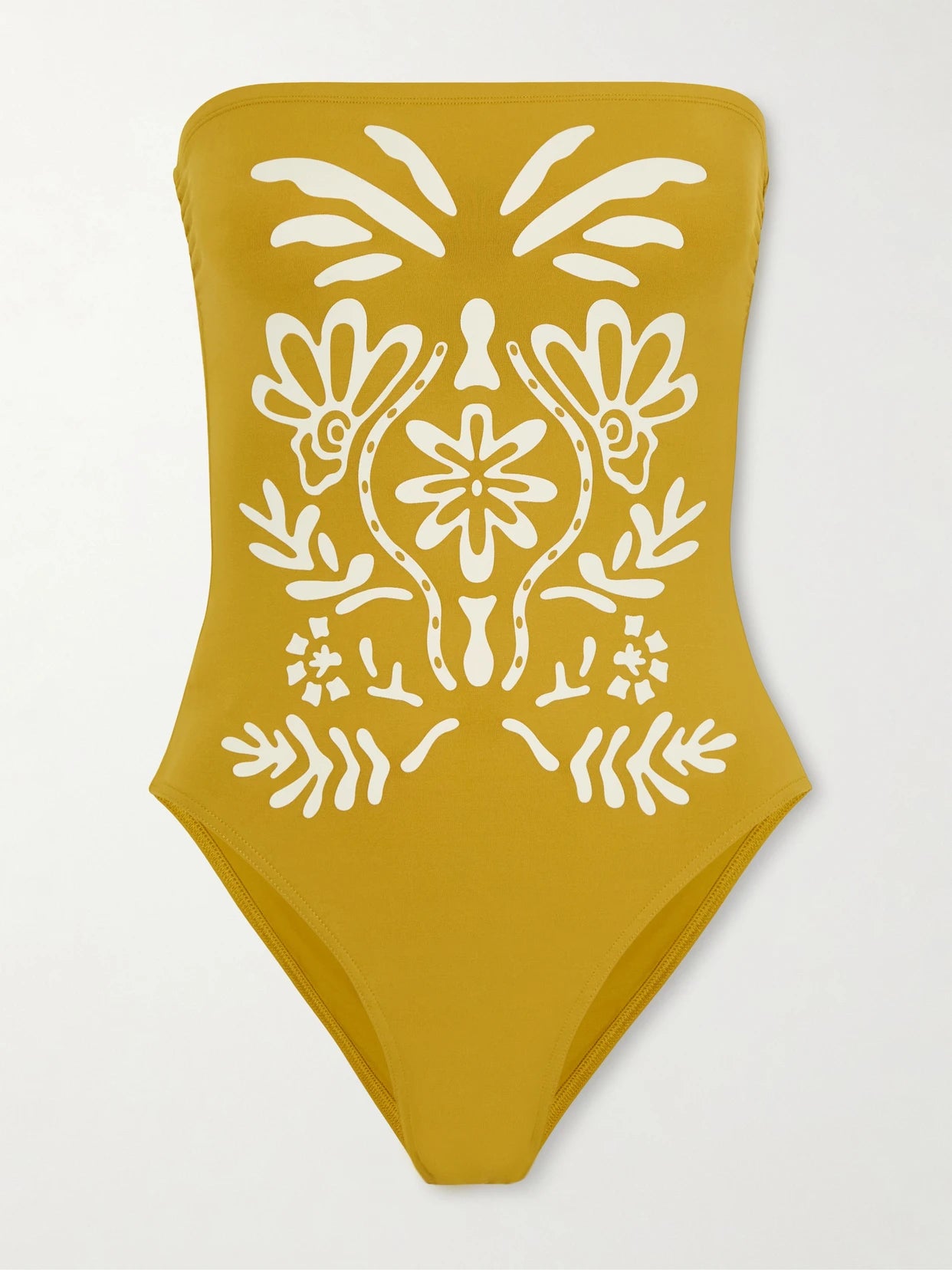 Image of Swimwear. Product name - Maharani Strapless Printed Swimsuit in Yellow colour by brand - Eres
