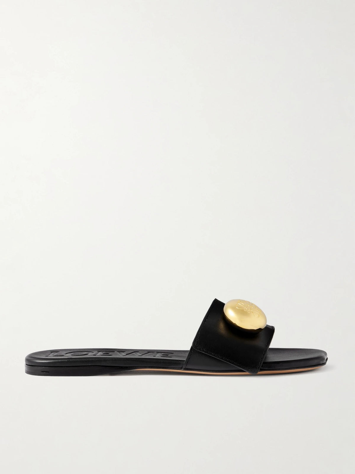 Pebble Embellished Leather Slides