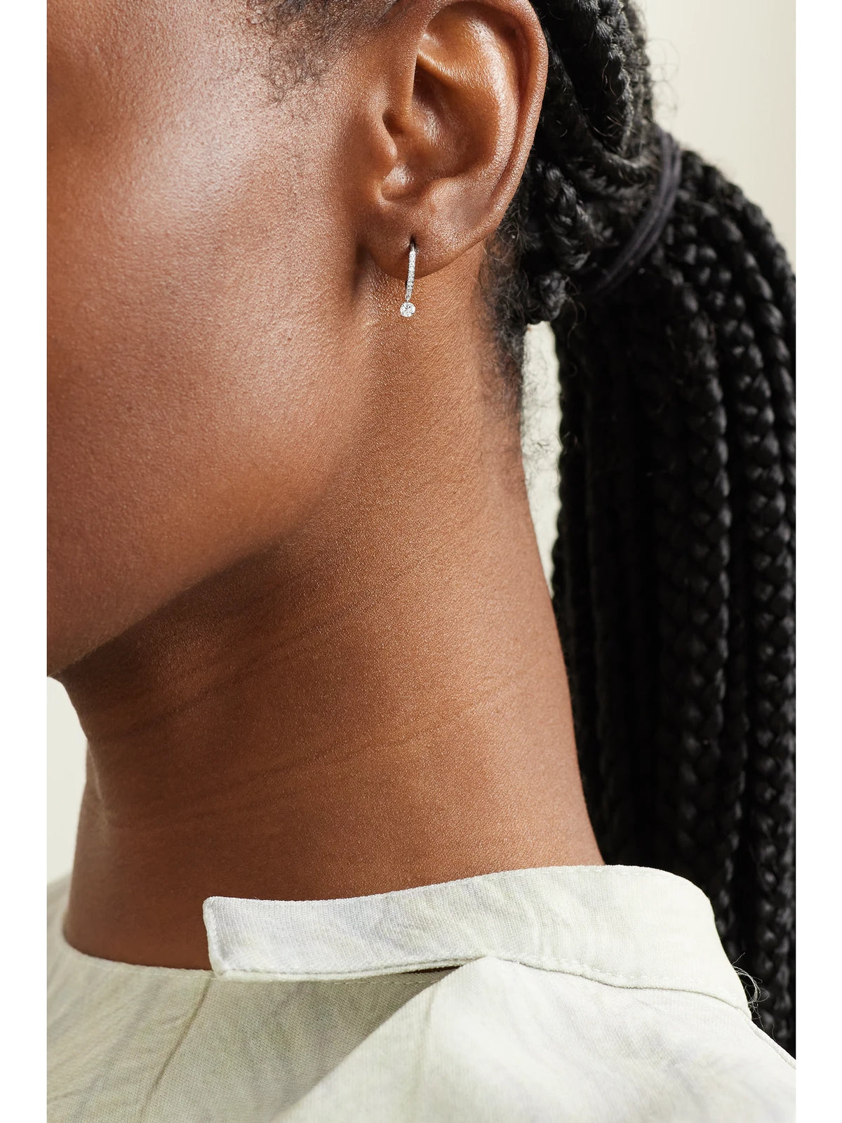 Image of Earrings. Product name - 18-karat White Gold Diamond Single Earring in Multi colour by brand - Persée