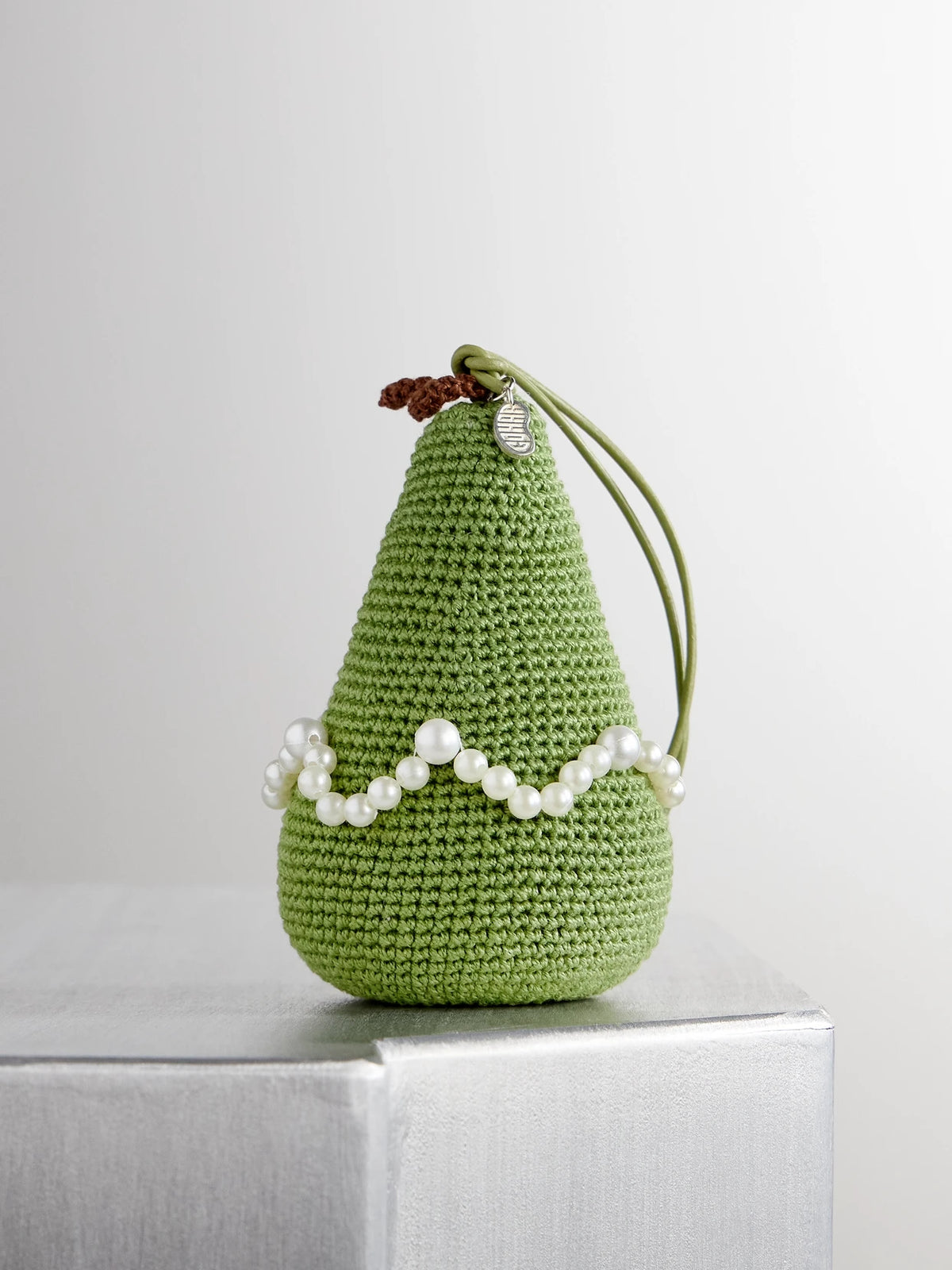 Pear Embellished Crocheted Cotton Ornament
