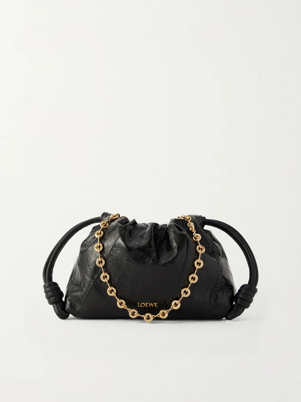 Flamenco Mini Leather-trimmed Crinkled-eel Clutch
