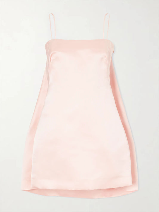 Image of Dresses. Product name - Cape-effect Silk-satin Mini Dress in Baby pink colour by brand - Givenchy