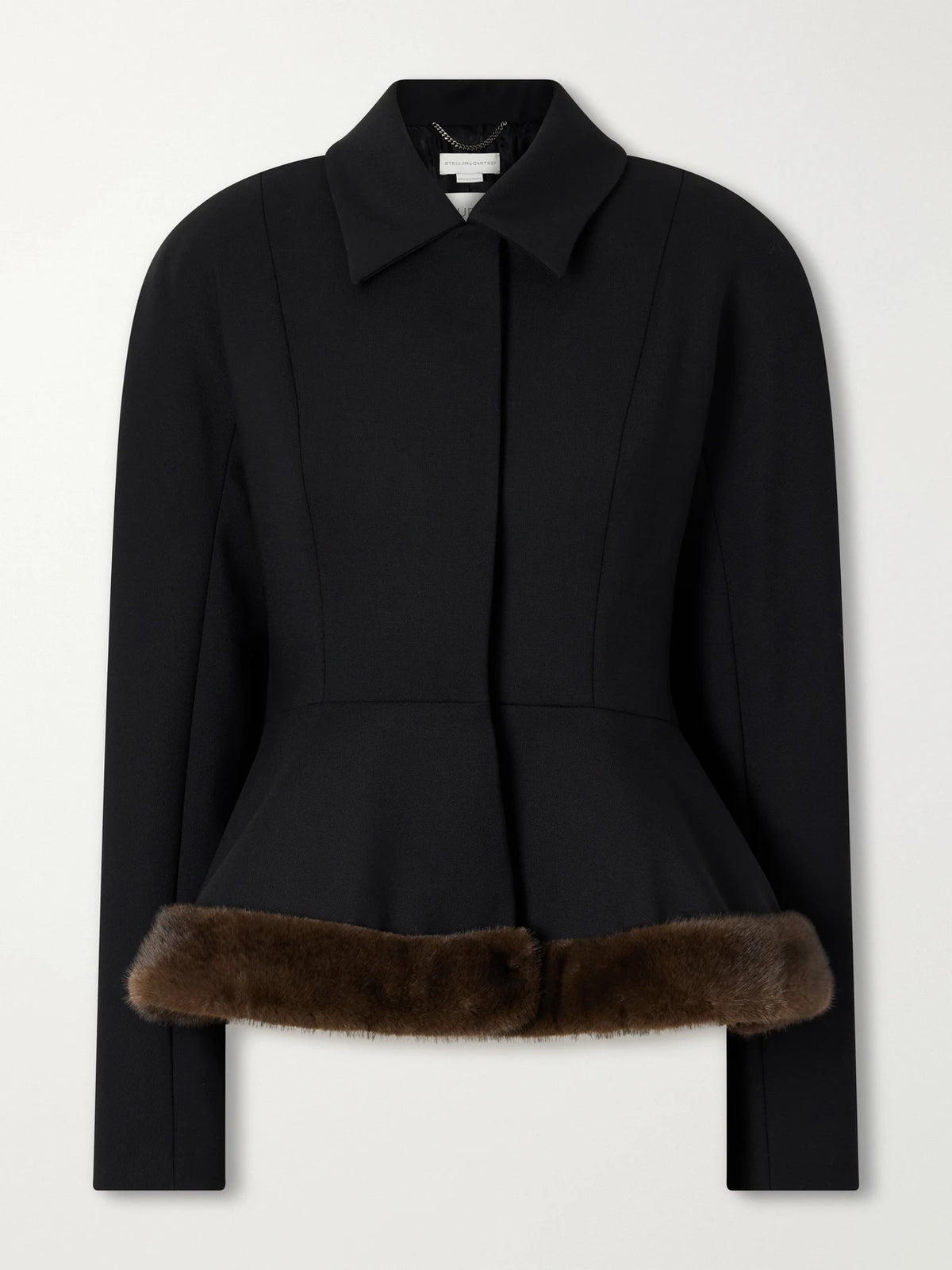 Stella McCartney Plush-trimmed Twill Peplum Jacket