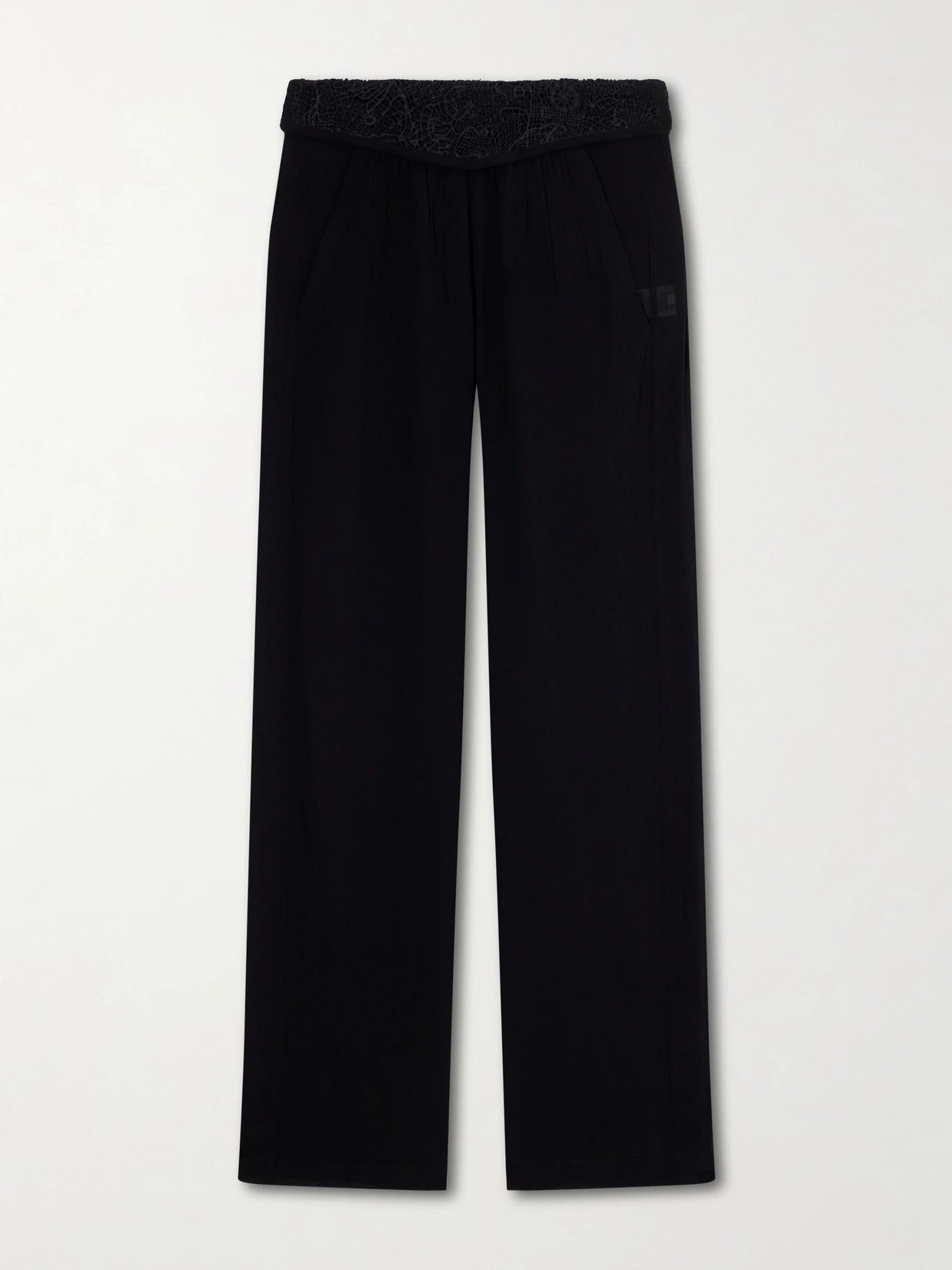 Guylene Lace-trimmed Silk-crepe Straight-leg Pants