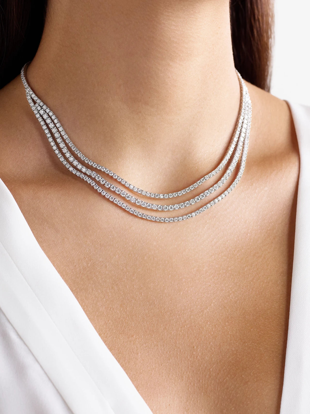 Image of Necklaces. Product name - Hepburn 18-karat White Gold Diamond Choker in Silver colour by brand - Anita Ko
