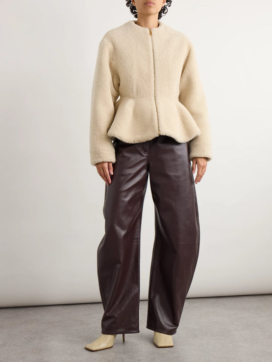 Image of Coats & Jackets. Product name - Shearling Jacket in Neutral colour by brand - Alaïa