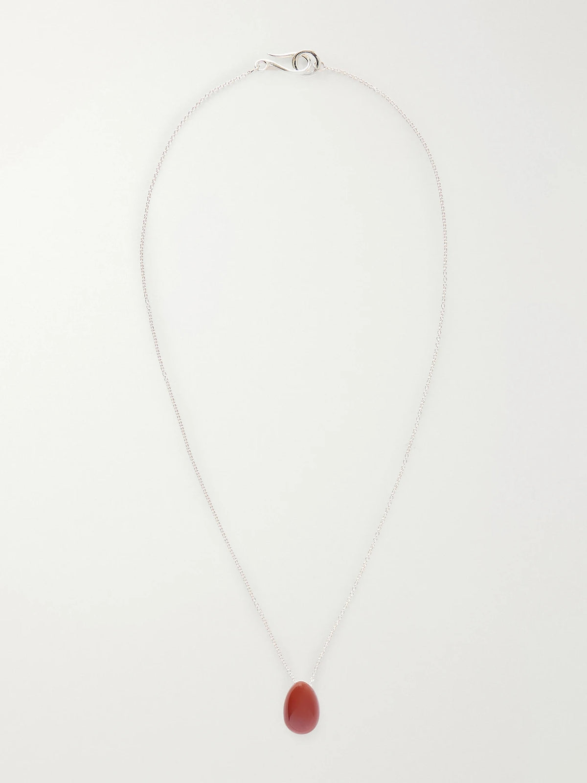 Tiny Egg Silver And Carnelian Pendant