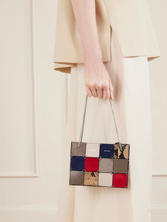 Image of Bags. Product name - Emma Color-block Leather Mini Bag in Multi colour by brand - KHAITE