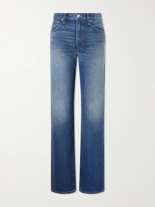 Image of Jeans. Product name - Kendra High-rise Straight-leg Jeans in Mid denim colour by brand - SLVRLAKE