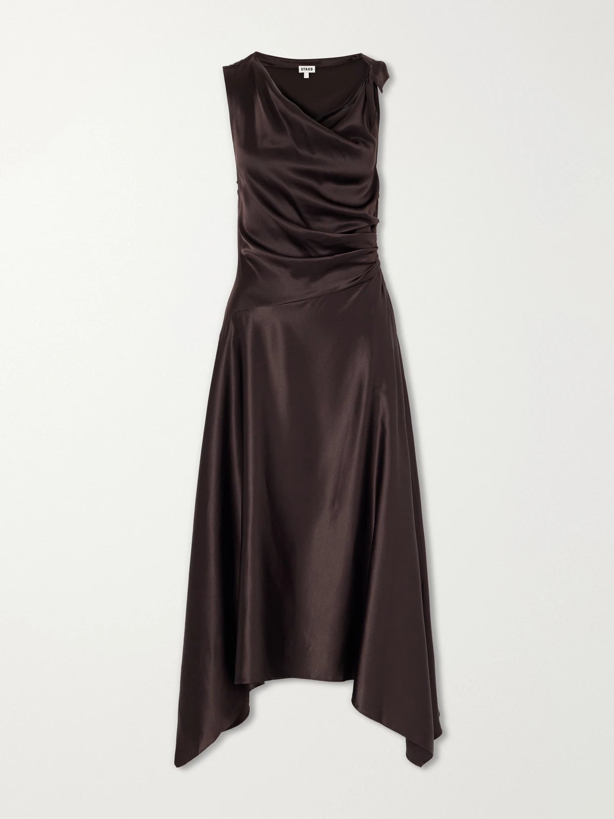 Portia Off-the-shoulder Asymmetric Stretch-silk Gown