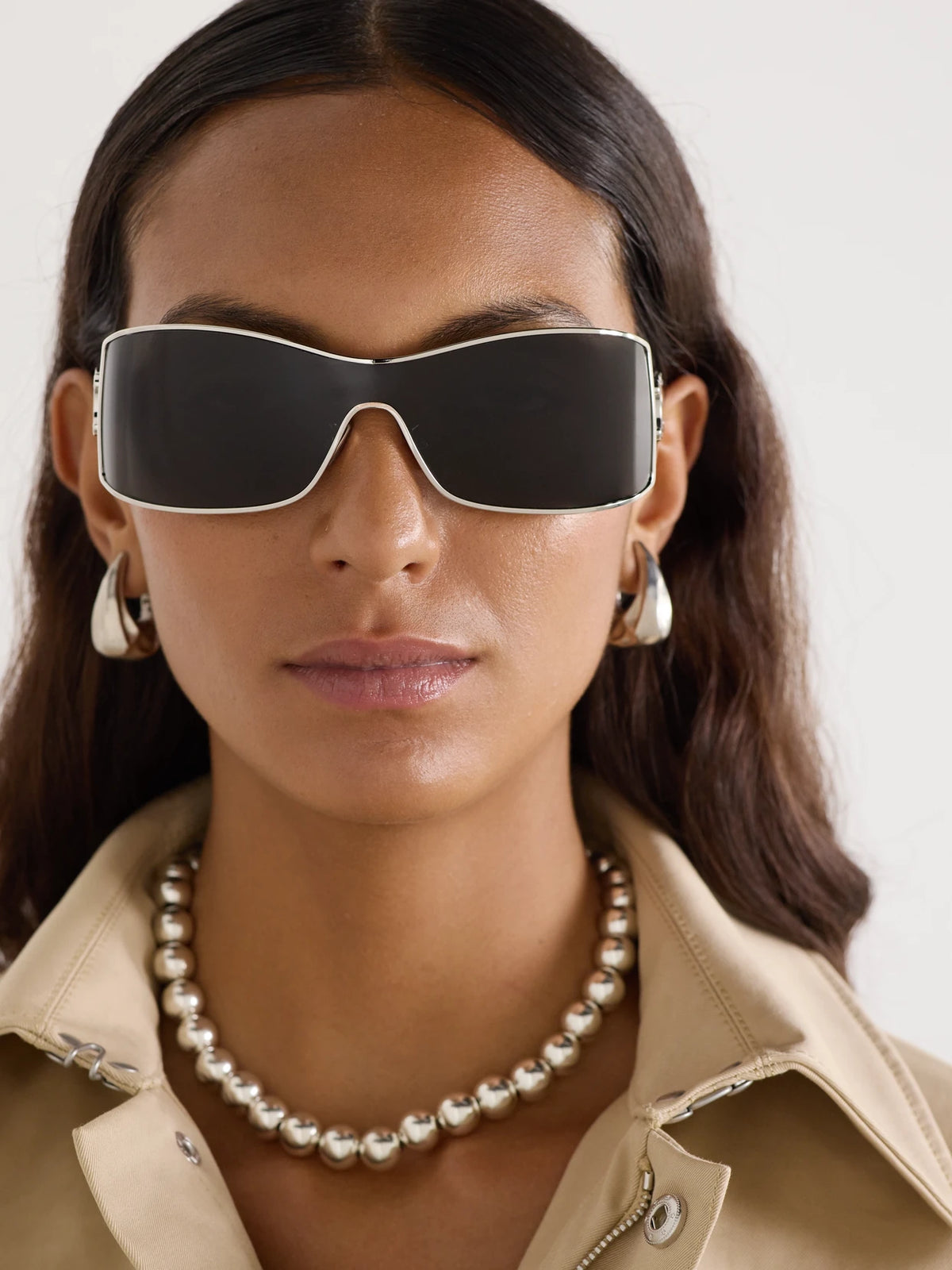 Image of Sunglasses. Product name - Rectangular-frame Silver-tone Sunglasses in Multi colour by brand - CELINE Eyewear