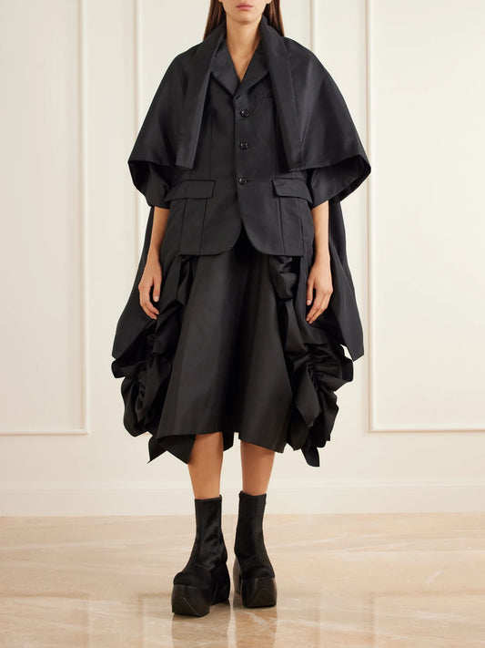 Image of Coats & Jackets. Product name - Cape-effect Canvas Blazer in Black colour by brand - Comme des Garçons