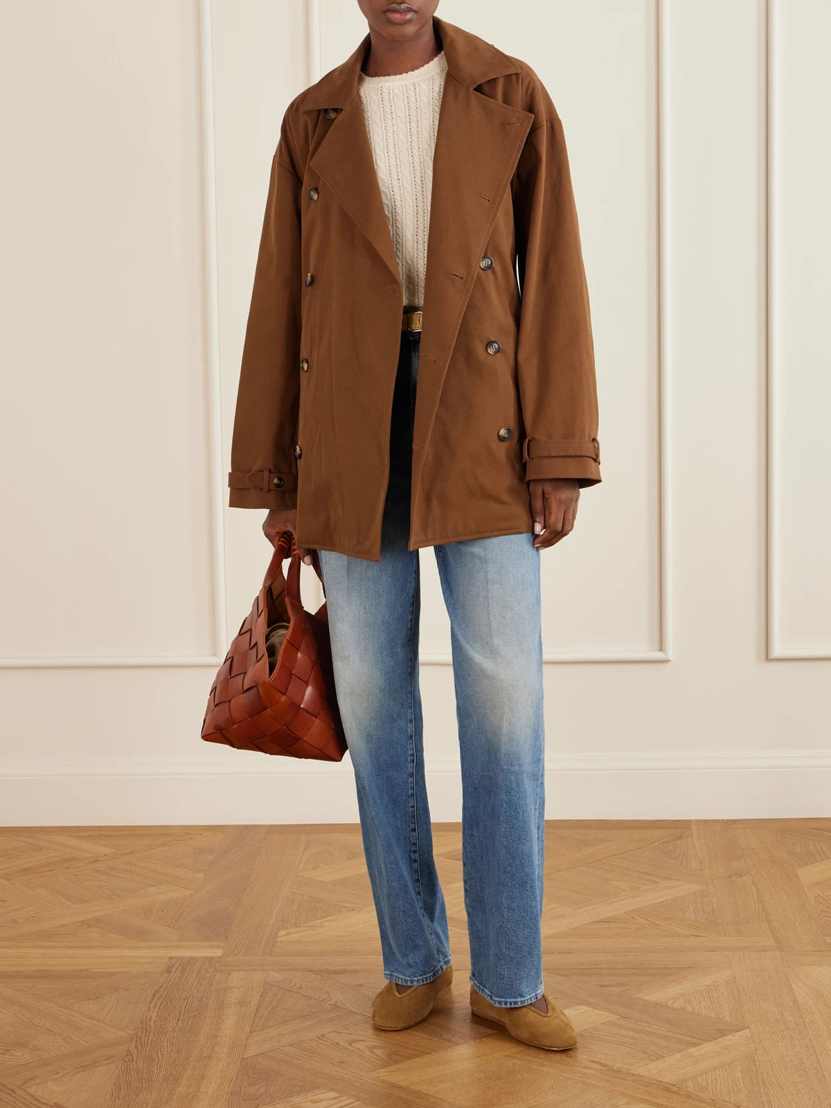 Image of Coats & Jackets. Product name - Wolfe Belted Cotton-blend Trench Coat in Brown colour by brand - DÔEN