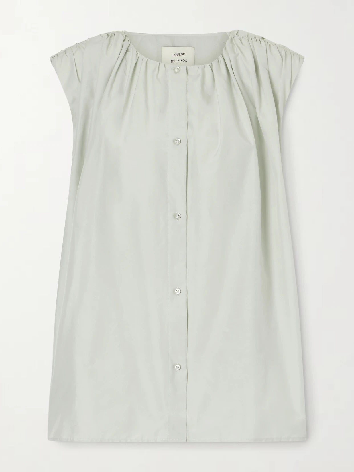 Anca Gathered Cotton And Silk-blend Blouse