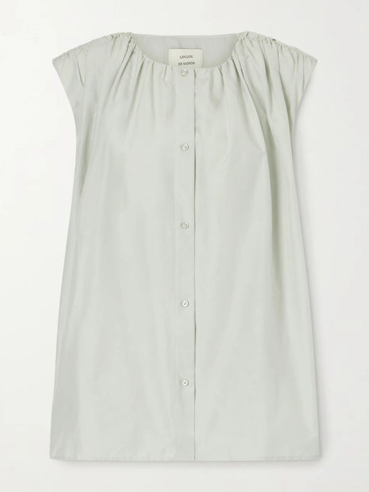Anca Gathered Cotton And Silk-blend Blouse