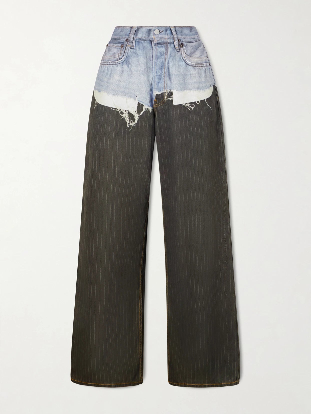 Trompe L'oeil Pinstriped Wide-leg Jeans