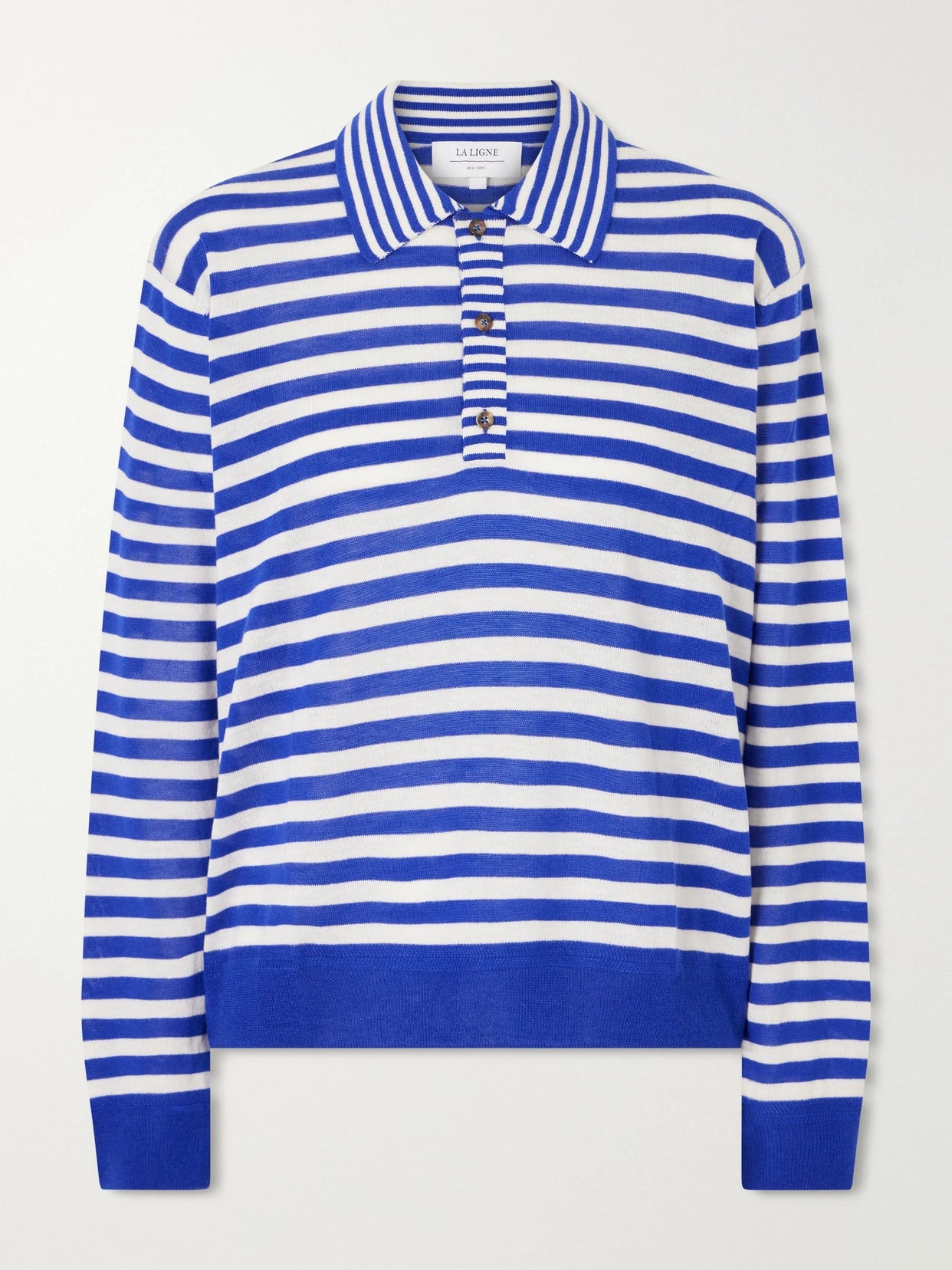 Ben Striped Silk, Wool And Cashmere-blend Polo Sweater