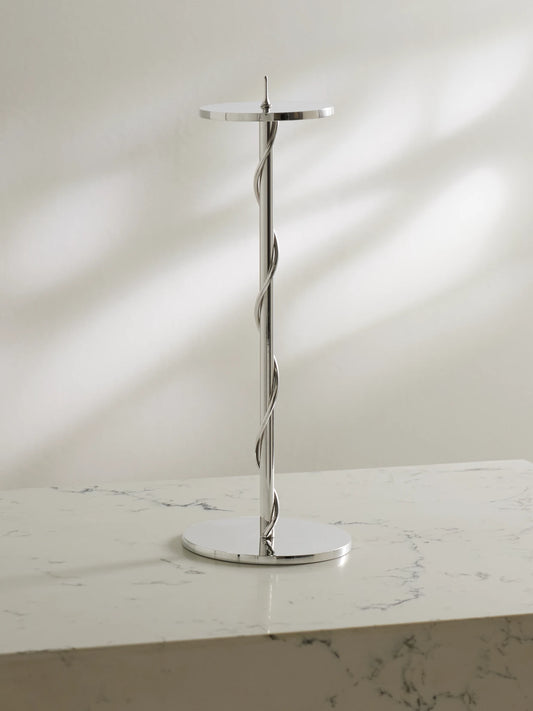 Spiral Silver-tone Metal Candleholder