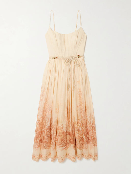 Wanderlust Gathered Printed Cotton-voile Midi Dress