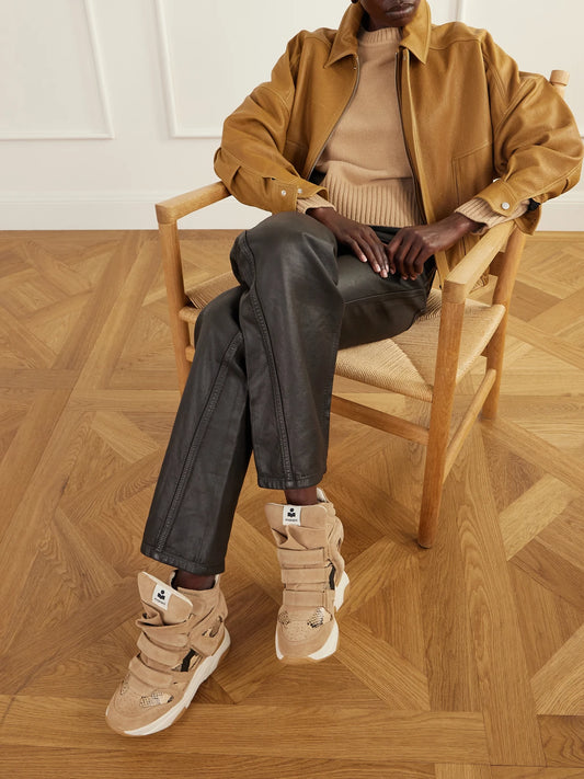 ISABEL MARANT Balskee Snake-effect Leather And Suede High-top Wedge Sneakers