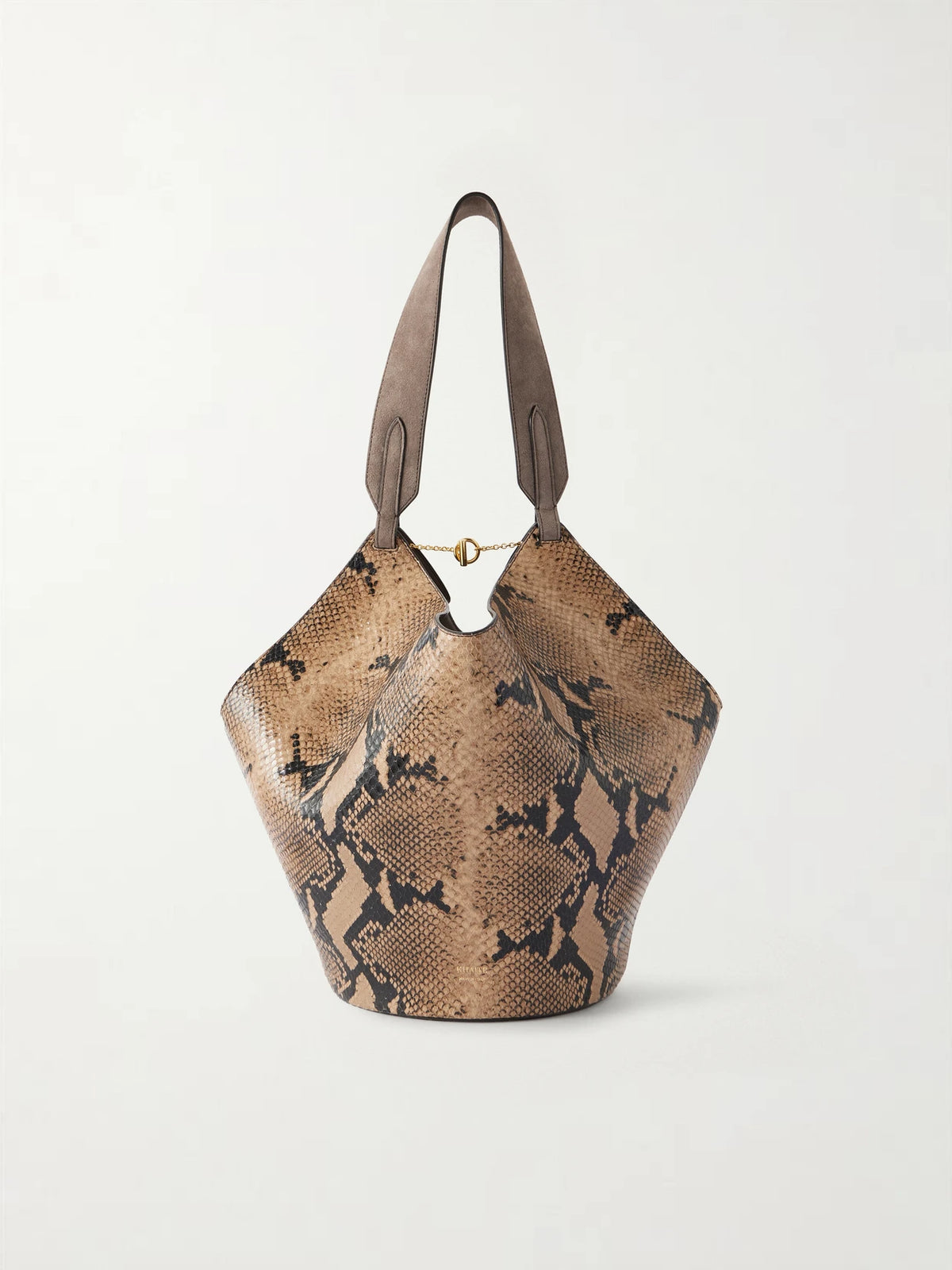 Lotus Small Snake-effect Leather And Suede Tote Bag