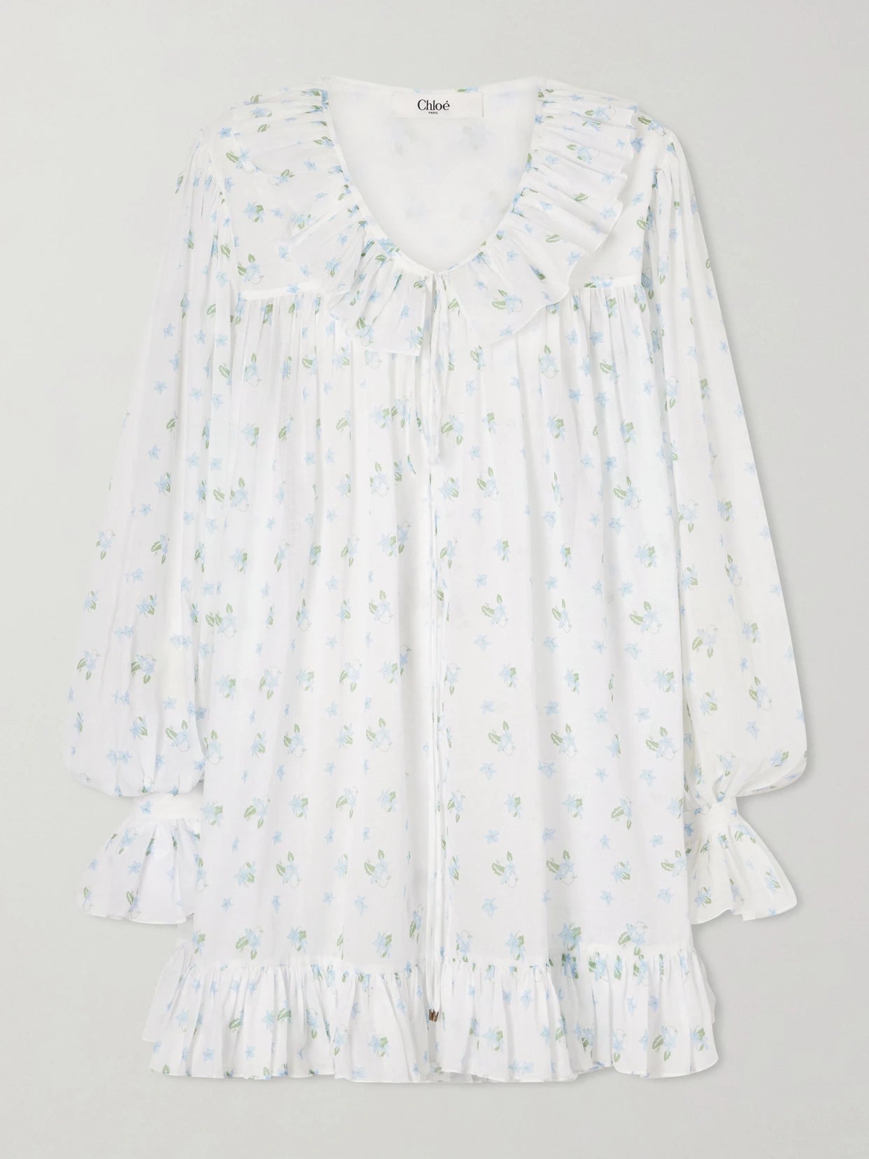 Ruffled Floral-print Cotton-voile Mini Dress