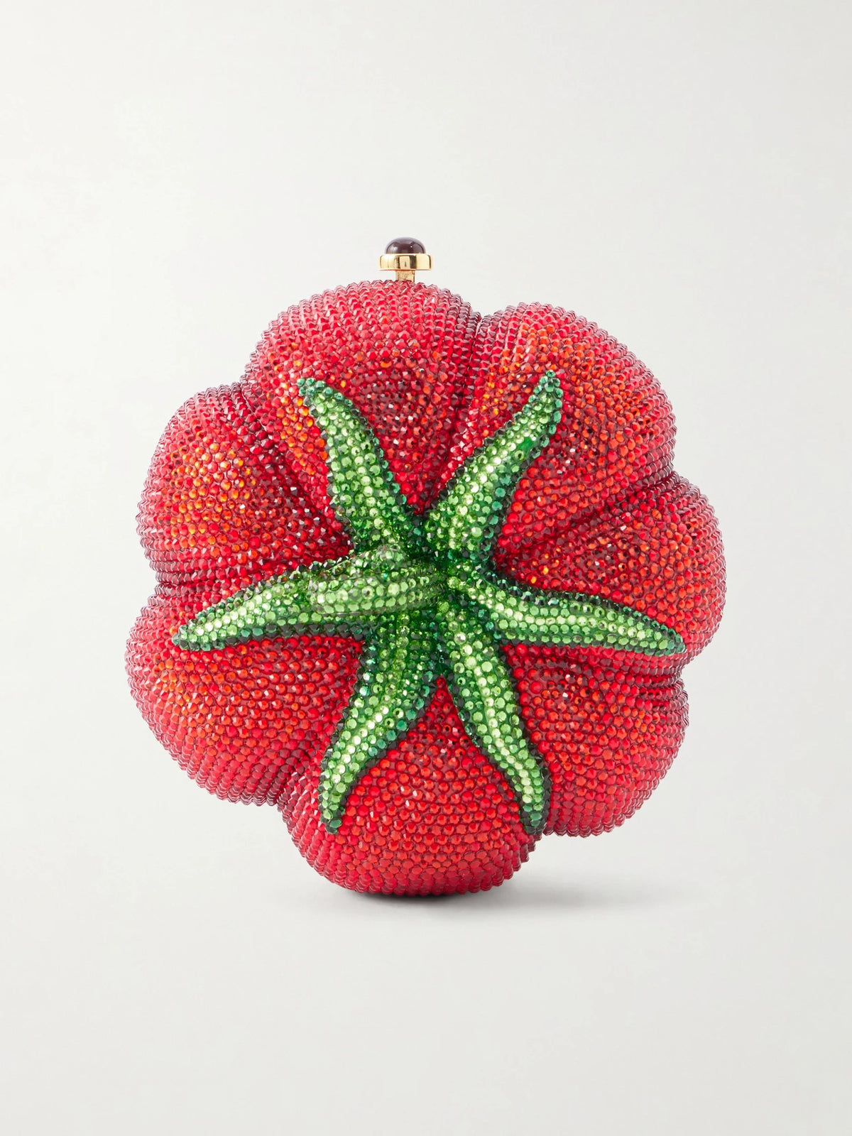 Tomato Crystal-embellished Gold-tone Clutch